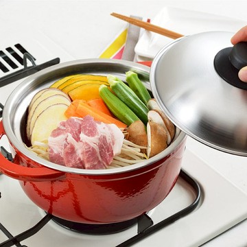 YOSHIKAWA吉川 日本製 不鏽鋼18-8 附蓋圓型蒸盤 20~22cm