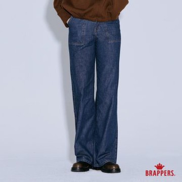 BRAPPERS 女款 Boy friend系列-高腰全棉寬褲-深藍