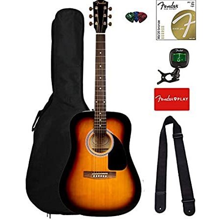 Fender FA-115 Dreadnought Acoustic Guitar Sunburst Bundle with Gig Bag, T