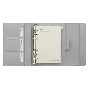 FunnYmade 皮革萬年型時間追蹤器手帳 + 內頁套組  1組  日記封面(15 x 19.5 公分)、內頁(A6 / 110 x 165 mm)  淺灰
