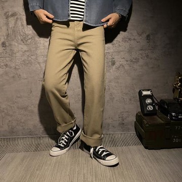 弗瑞格 日系港仔修身小個子工裝牛仔棉布顯瘦百搭休閑長褲帥潮男