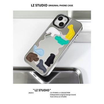 lz原創鏡面磨砂銀色電鍍蘋果15promax手機殼14磁吸17新款16pro適用iPhone13高級小眾可愛金屬鏡子情侶小眾