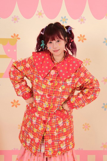 昭和甜品屋娃娃領絎棉印花中長棉服外套 日系可愛