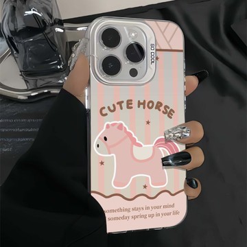 免運+隔日🚚元氣手機殼 粉嫩條紋小馬 適用於蘋果17promax 16Pro 15plus 14 13 12 11防摔