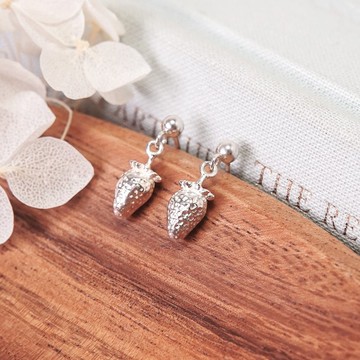 幸福莓滿 草莓 925純銀耳環 圓珠垂墜 水果設計 女生耳環