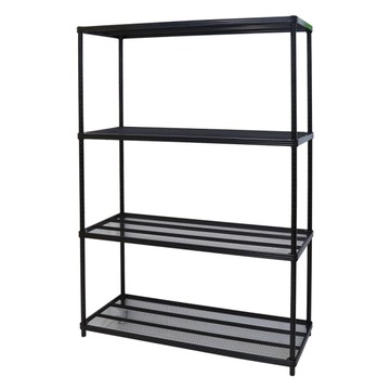 【品樂生活】45X120X178CM 耐重菱形網四層架 烤漆霧黑/置物架/波浪架/收納架/鐵力士架/鐵架