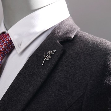 男士領針簡約玫瑰襯衫衣領復古小胸針西裝服結婚胸花2021