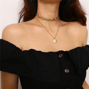 夏季海灘土耳其民族風貝殼項鏈氣質多層鎖骨鏈百搭氣質旅游紀念品