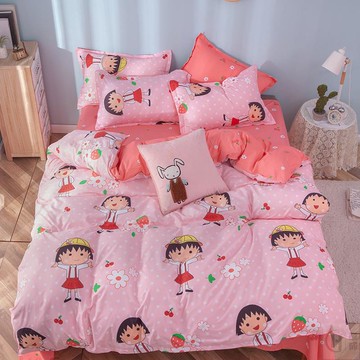 小丸子床包組 可愛卡通床包 親膚棉床包組 單人雙人加大特大 床包床罩床單 裸睡級別 有鬆緊帶 兩用被套被單 枕頭套BYS