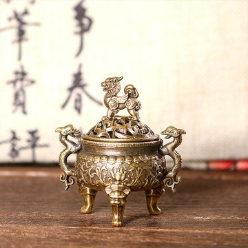 多款雙耳三足鼎麒麟香爐 合金迷你便攜薰香爐 線香塔香兩用香爐 三足鼎爐供香座 家用安神祈福