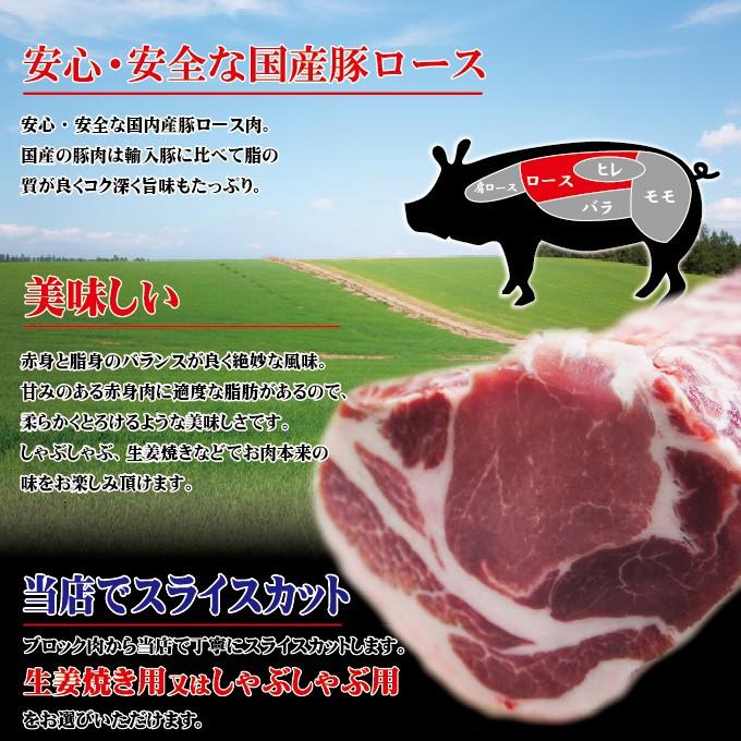 国産豚ローススライス 500ｇ 冷凍 生姜焼き用・しゃぶしゃぶ用　カット方法が選べます　豚肉 焼肉 豚しゃぶ cut