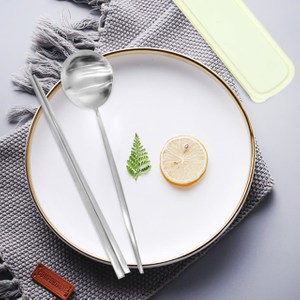 【Homely Zakka】簡約時尚北歐風304不鏽鋼餐具組(本色銀)筷子+湯匙(本色銀)