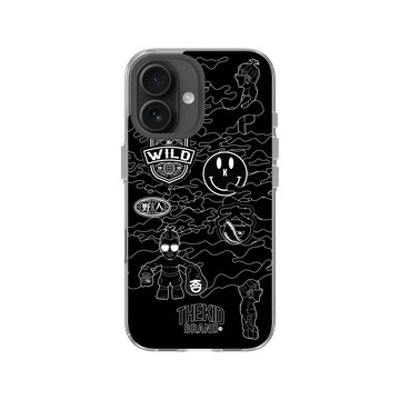 iPhone 16 Clear Case（相機按鈕） 透明 - KID - 黑色線框迷彩