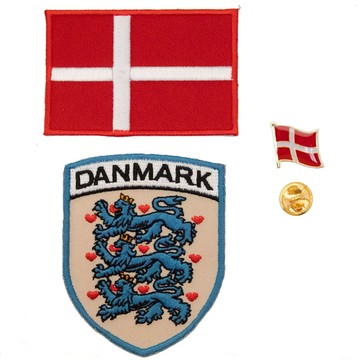 補丁徽章地標背膠刺繡貼 三件組Danmark獅子地標+ 丹麥國旗刺繡 ＋丹麥別針 DIY補丁 熨斗布標 燙貼 肩章 識別章
