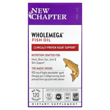 New Chapter, Wholemega 魚油，120 粒軟膠囊
