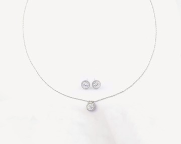 AMARA雪映心語項鍊耳環組(耳針款) 925銀 莫桑鑽  聖誕節 生日 情人節禮物