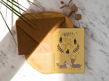 麋鹿與小狐狸【CM17042】洛可可草莓手創 明信片含信封
