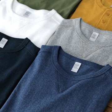 HB春秋純棉上衣男體恤美式復古打底衫阿美咔嘰圓領重磅T恤長袖男