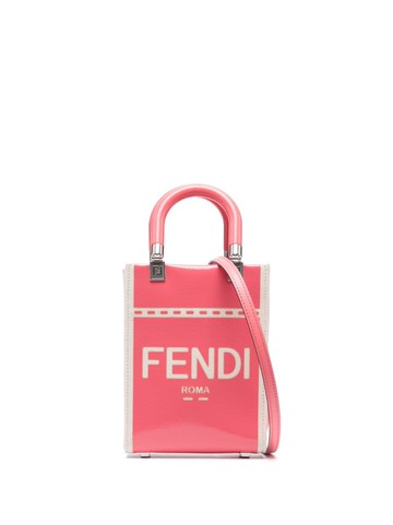 FENDI - logo-print shoulder bag - women - Cotton/Canvas - One Size - Pink
