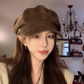 臺灣出貨12H🌈咖色貝雷帽女秋冬2025新款皮質復古百搭顯臉小英倫風報童八角帽子