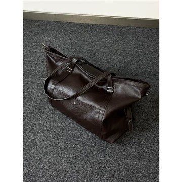 小心袖口 25AW 原創棕色褶皺皮大容量托特包通勤男女軟皮單肩包