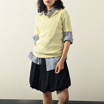 【NaSuBi Vintage】雙層領型螺紋針織日本製古著上衣