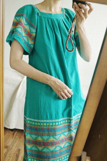 Vintage 瓜地馬拉手織布手工刺繡長版上衣