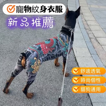 【台灣出貨】寵物紋身衣 狗狗紋身衣 貓狗通用 四腳衣 四季通用 個性帥氣搞笑 寵物個性紋身衣服 法鬥四腳衣 柯基衣服