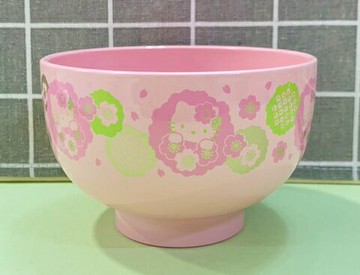 【震撼精品百貨】凱蒂貓 Hello Kitty 日本SANRIO三麗鷗 KITTY塑膠碗/美耐皿碗-和風粉(日本漆器)#78281 震撼日式精品百貨