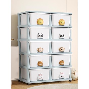 玩具收納柜抽屜式塑料零食柜兒童衣柜加厚寶寶儲物箱卡通床頭柜厚