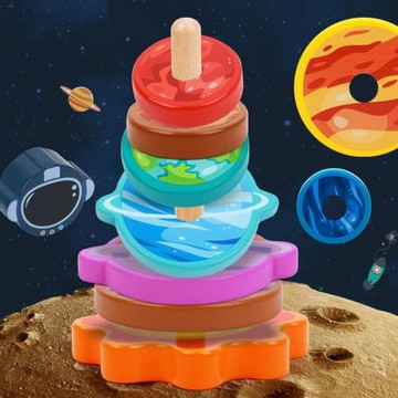 跨境兒童星球套柱漢諾塔彩虹塔疊疊圈認知配對早教益智玩具批發