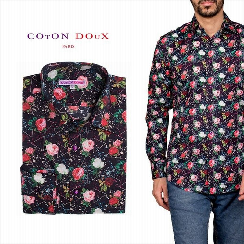 柄シャツ カジュアルシャツ ドレスシャツ メンズ 長袖 おしゃれ レトロ 花柄 バラ柄 薔薇柄 派手 プリント Cotondoux コトンドゥ M91ad1621roselover 通販 Lineポイント最大0 5 Get Lineショッピング