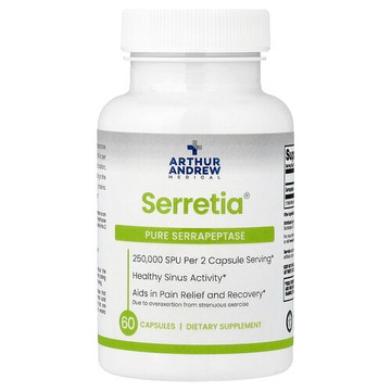 Arthur Andrew Medical, Serretia®，全舍雷肽酶，60 粒膠囊（每粒膠囊 125,000 SPU）