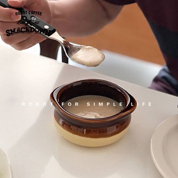 🍽️高顏值🍽️  雙耳碗  ins風 陶瓷  羅宋湯碗 甜品碗 早餐碗 沙拉碗 韓係復古 西餐湯盤 瓦罐湯