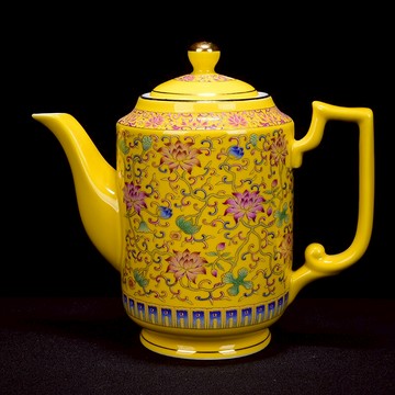 琺瑯彩瓷器特大茶壺陶瓷大容量涼水壺大號琺瑯彩功夫茶具泡茶壺家