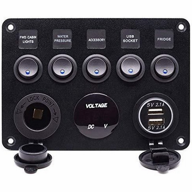 Zmayastar 5連 スイッチパネル 防水 車 船 マリン ロッカー スイッチパネル 電圧計 電源ソケット Usbソケット Usbチャージャー 点 通販 Lineポイント最大get Lineショッピング