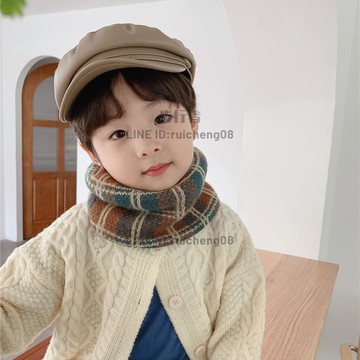 兒童圍脖韓版保暖寶寶脖套時尚男童女童格子毛線圍巾潮【步行者戶外生活館】
