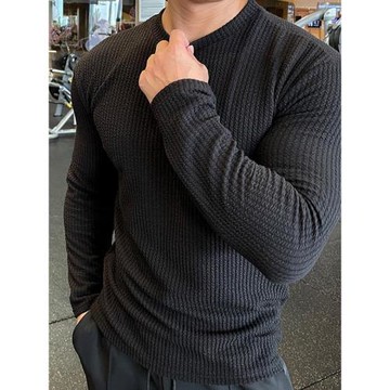 2025冬季潮流毛衣男時尚針織套頭打底衫跑步訓練長袖Men T-Shirt