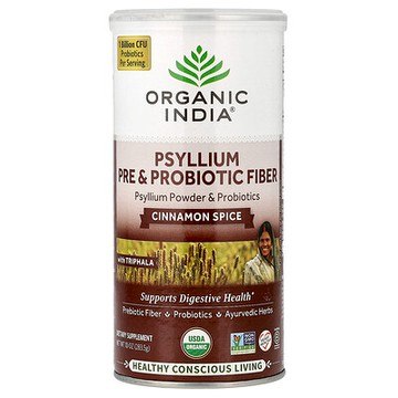 Organic India, 車前子益生元和益生菌纖維，肉桂香料，10 盎司（283.5 克）