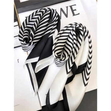 杭州絲綢春夏季圍巾桑蠶絲真絲絲巾百搭條紋小領巾薄款裝飾小方巾