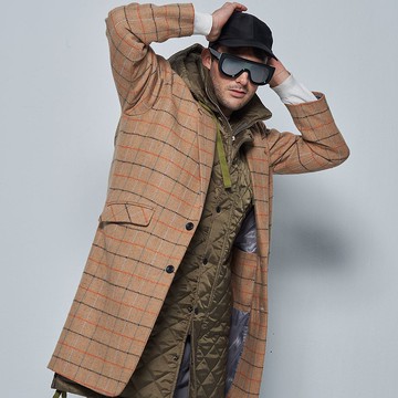Stone@s Plaid Khaki Overcoat / 格紋卡其大衣