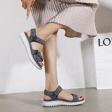 2025夏季新款運動涼鞋女ins潮百搭防滑厚底魔術貼寬腳休閑沙灘鞋