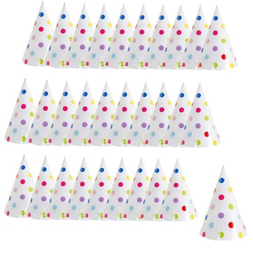 Party Show 線條圓點派對尖帽  彩虹色  30個