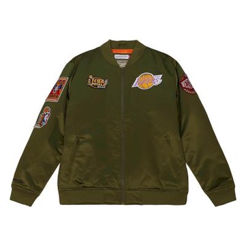 M&N Flight Stain Bomber 緞面 飛行外套 湖人隊 -OJZP5129-LALYYPPPDKGN