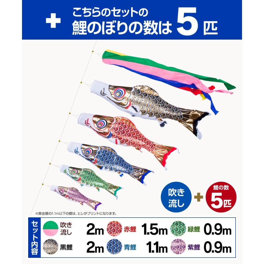 鯉のぼり 庭用 こいのぼり フジサン鯉 黄金鯉 2m 8点セット 鯉のぼり 庭用 ポール付属 ガーデンセット