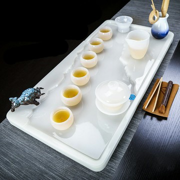 玉石茶盤家用輕奢現代簡約客廳大理石托盤石材辦公室會客高檔茶臺