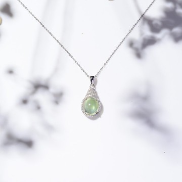 波光粼粼|葡萄石 放光感 心輪 寶石項鍊 925純銀