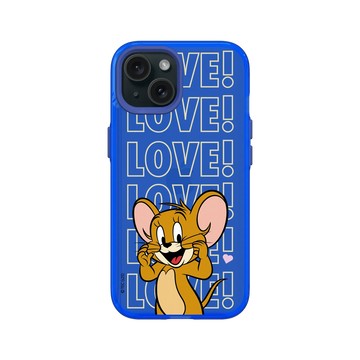 iPhone 15 Clear 激光藍 - 湯姆貓與傑利鼠 Tom and Jerry - 傑利鼠愛心