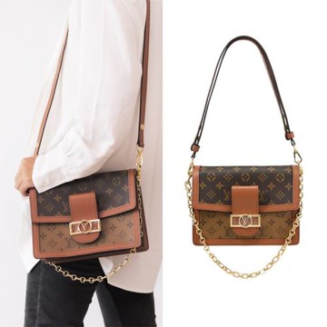 Louis Vuitton LV M45958 DAUPHINE系列花紋翻蓋肩背/斜背兩用包