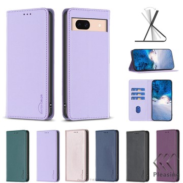 皮革暗磁掀蓋套 適用 Google Pixel 9 Pro XL 8A 8 Pro 7A 手機殼 磁吸插卡 翻蓋皮套